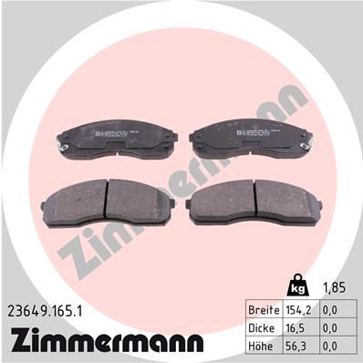 236491651 ZIMMERMANN Комплект тормозных колодок, дисковый тормоз