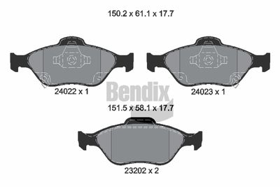 BPD1095 BENDIX Braking Комплект тормозных колодок, дисковый тормоз