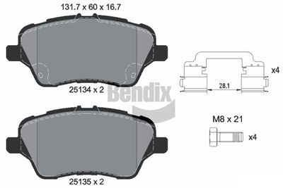 BPD1139 BENDIX Braking Комплект тормозных колодок, дисковый тормоз