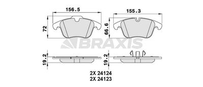 AA0261 BRAXIS Комплект тормозных колодок, дисковый тормоз