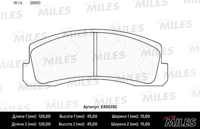 E400392 MILES Комплект тормозных колодок, дисковый тормоз