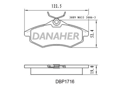 DBP1716 DANAHER Комплект тормозных колодок, дисковый тормоз