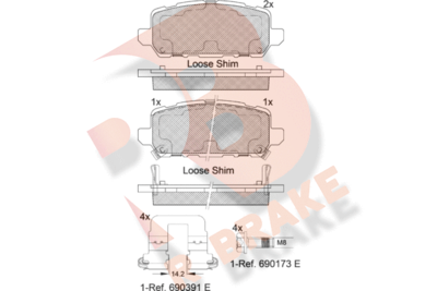 RB2312 R BRAKE Комплект тормозных колодок, дисковый тормоз