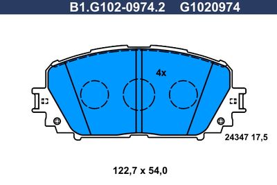 B1G10209742 GALFER Комплект тормозных колодок, дисковый тормоз