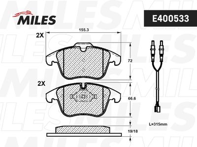 E400533 MILES Комплект тормозных колодок, дисковый тормоз