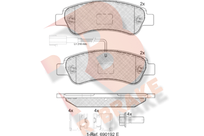 RB1804203 R BRAKE Комплект тормозных колодок, дисковый тормоз