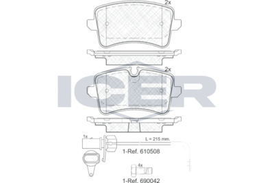 181986203 ICER Комплект тормозных колодок, дисковый тормоз