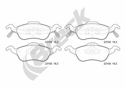 231540070200 BRECK Комплект тормозных колодок, дисковый тормоз