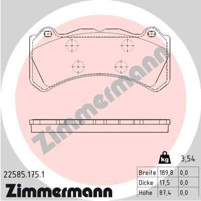 225851751 ZIMMERMANN Комплект тормозных колодок, дисковый тормоз