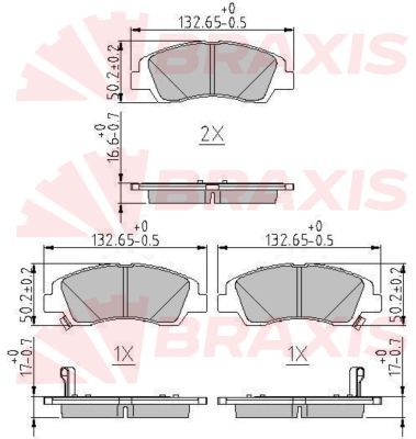 AA0631 BRAXIS Комплект тормозных колодок, дисковый тормоз