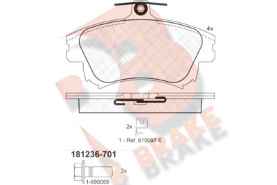 RB1236701 R BRAKE Комплект тормозных колодок, дисковый тормоз