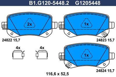 B1G12054482 GALFER Комплект тормозных колодок, дисковый тормоз