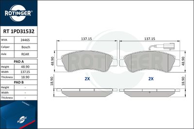 RT1PD31532 ROTINGER Комплект тормозных колодок, дисковый тормоз