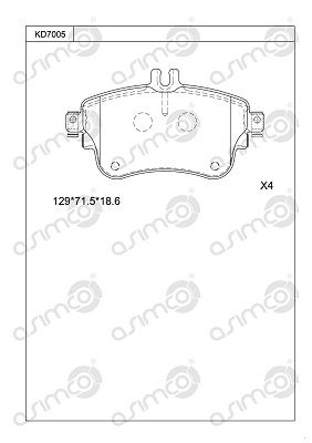 KD7005 ASIMCO Комплект тормозных колодок, дисковый тормоз