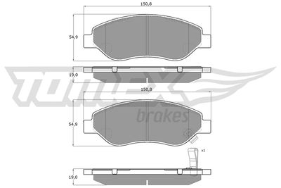 TX1461 TOMEX Brakes Комплект тормозных колодок, дисковый тормоз