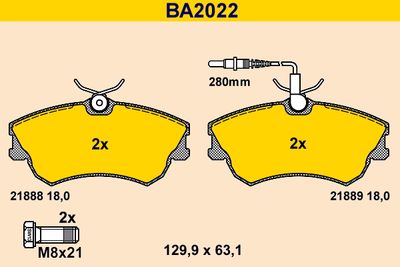 BA2022 BARUM Комплект тормозных колодок, дисковый тормоз