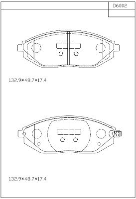 KD6002 ASIMCO Комплект тормозных колодок, дисковый тормоз