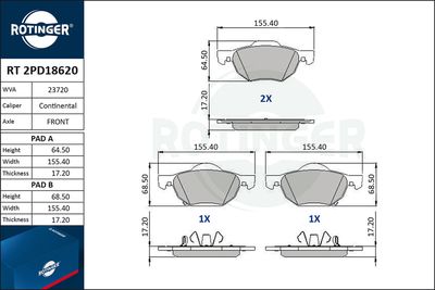 RT2PD18620 ROTINGER Комплект тормозных колодок, дисковый тормоз