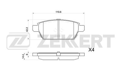 BS1044 ZEKKERT Комплект тормозных колодок, дисковый тормоз