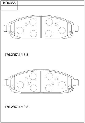 KD6355 ASIMCO Комплект тормозных колодок, дисковый тормоз