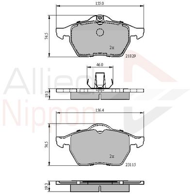 ADB0749 COMLINE Комплект тормозных колодок, дисковый тормоз