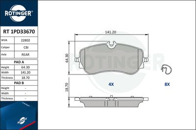 RT1PD33670 ROTINGER Комплект тормозных колодок, дисковый тормоз