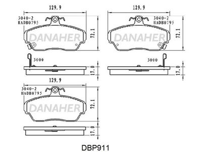 DBP911 DANAHER Комплект тормозных колодок, дисковый тормоз