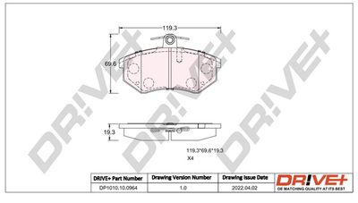 DP1010100964 Dr!ve+ Комплект тормозных колодок, дисковый тормоз