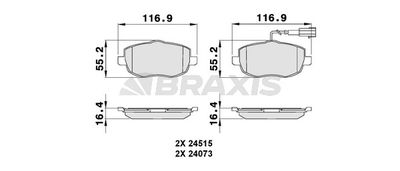 AB0078 BRAXIS Комплект тормозных колодок, дисковый тормоз