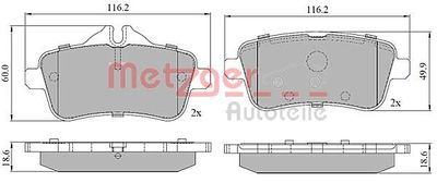 1170786 METZGER Комплект тормозных колодок, дисковый тормоз