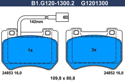 B1G12013002 GALFER Комплект тормозных колодок, дисковый тормоз