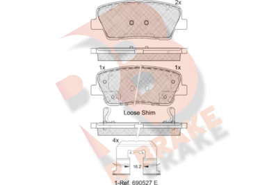 RB1954233 R BRAKE Комплект тормозных колодок, дисковый тормоз