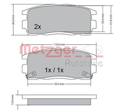 1170256 METZGER Комплект тормозных колодок, дисковый тормоз