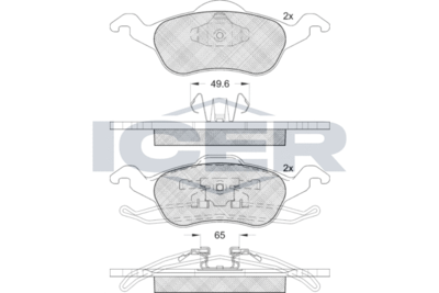 181264 ICER Комплект тормозных колодок, дисковый тормоз