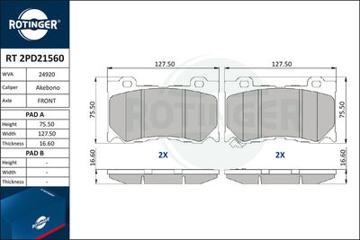 RT2PD21560 ROTINGER Комплект тормозных колодок, дисковый тормоз