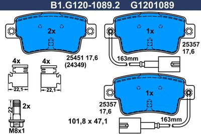 B1G12010892 GALFER Комплект тормозных колодок, дисковый тормоз