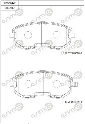 KD3704W ASIMCO Комплект тормозных колодок, дисковый тормоз