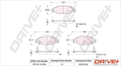 DP1010100034 Dr!ve+ Комплект тормозных колодок, дисковый тормоз