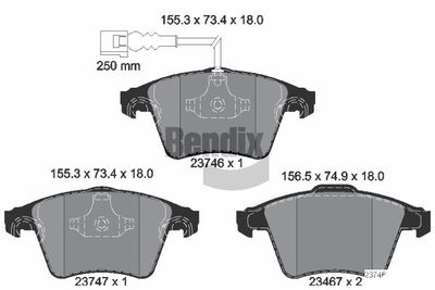 BPD1433 BENDIX Braking Комплект тормозных колодок, дисковый тормоз