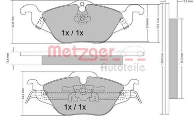 1170063 METZGER Комплект тормозных колодок, дисковый тормоз