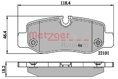 1170894 METZGER Комплект тормозных колодок, дисковый тормоз