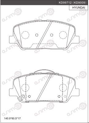 KD9009 ASIMCO Комплект тормозных колодок, дисковый тормоз