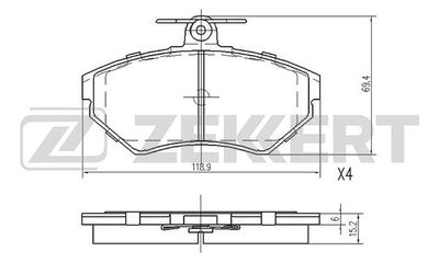 BS2907 ZEKKERT Комплект тормозных колодок, дисковый тормоз