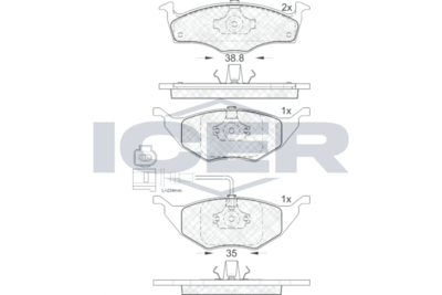 181594 ICER Комплект тормозных колодок, дисковый тормоз