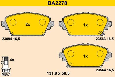 BA2278 BARUM Комплект тормозных колодок, дисковый тормоз