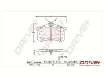 DP1010100952 Dr!ve+ Комплект тормозных колодок, дисковый тормоз