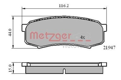 1170871 METZGER Комплект тормозных колодок, дисковый тормоз