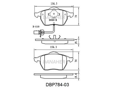 DBP78403 DANAHER Комплект тормозных колодок, дисковый тормоз