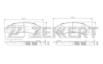 BS1244 ZEKKERT Комплект тормозных колодок, дисковый тормоз