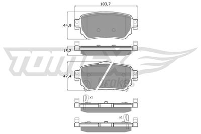 TX1827 TOMEX Brakes Комплект тормозных колодок, дисковый тормоз